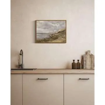 InSimSea Framed Canvas Wall Art Vintage Decor, Coastal Wall Art Danish Coast Nature Scenic Art for Bedroom, Wall Paintings, Farmhouse Office Bathroom Wall Decorations, 12"x16"