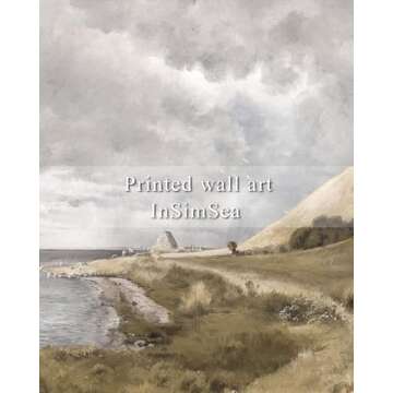 InSimSea Framed Canvas Wall Art Vintage Decor, Coastal Wall Art Danish Coast Nature Scenic Art for Bedroom, Wall Paintings, Farmhouse Office Bathroom Wall Decorations, 12"x16"