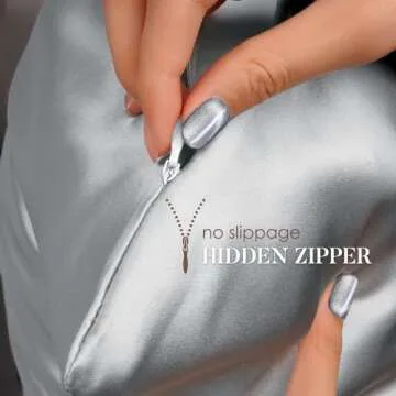 LULUSILK Silvergrey Silk Pillowcase for Hair and Skin, Mulberry Silk Pillow Case with Zipper Closure, Standard Size, Pack of 1