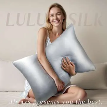 LULUSILK Silvergrey Silk Pillowcase for Hair and Skin, Mulberry Silk Pillow Case with Zipper Closure, Standard Size, Pack of 1