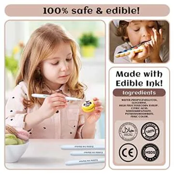 Fanika 3pcs White Edible Markers for Cookie Decorating, Food Coloring Marker Pens Food Grade Single Tip, Edible Pens for Cookie Decorating,Cake,Fondant,Macarons, Baking,Painting Drawing