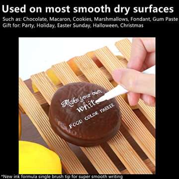 Fanika 3pcs White Edible Markers for Cookie Decorating, Food Coloring Marker Pens Food Grade Single Tip, Edible Pens for Cookie Decorating,Cake,Fondant,Macarons, Baking,Painting Drawing