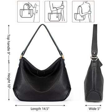 Montana West Hobo Bags for Women Purses and Handbags Classic Simple Top Handle Shoulder Satchel Bags MWC-085BK