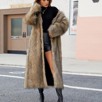 Stylish LVOFTJU Long Faux Fur Coat for Women