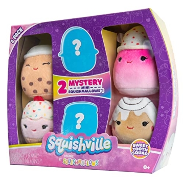 Squishville by Original Squishmallows Sweet Tooth Squad Plush - 2-Inch Bernice, Chanel, Cinnamon, Carmelita, Maya & Clara Plush - Toys for Kids