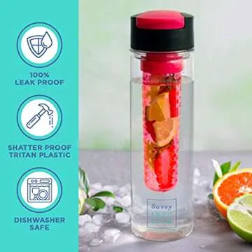 Savvy Infusion Flip Top Fruit Infuser Water Bottle