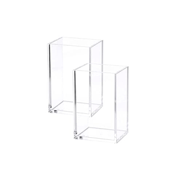 2 Pack Clear Acrylic Pen Holder for Desk Accessories