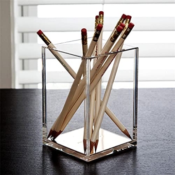 2 Pack Clear Acrylic Pen Holder for Desk Accessories
