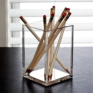 2 Pack Clear Acrylic Pen Holder for Desk Accessories