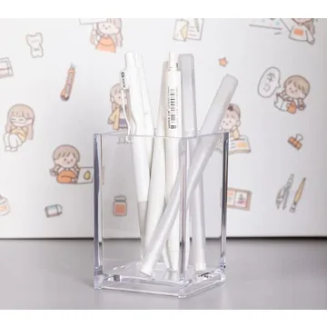 2 Pack Clear Acrylic Pen Holder for Desk Accessories
