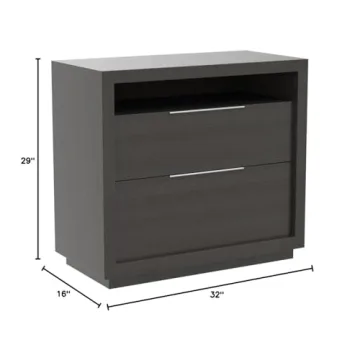 Modus Solid Wood Nightstand 2-Drawer Basalt Grey