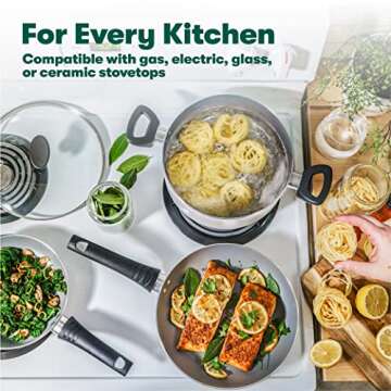 BELLA Cookware Set, 12 Piece Pots and Pans with Utensils, Nonstick PFOA Free Scratch Resistant Cooki...