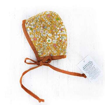 Baby Bonnet Country Hat Reversible Dual Side Linen, Cotton Floral Combinations Evy Collection Bonnets