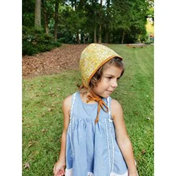 Baby Bonnet Country Hat Reversible Dual Side Linen, Cotton Floral Combinations Evy Collection Bonnets