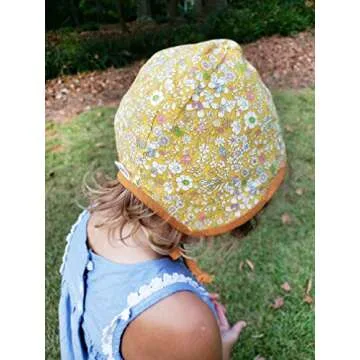 Baby Bonnet Country Hat Reversible Dual Side Linen, Cotton Floral Combinations Evy Collection Bonnets