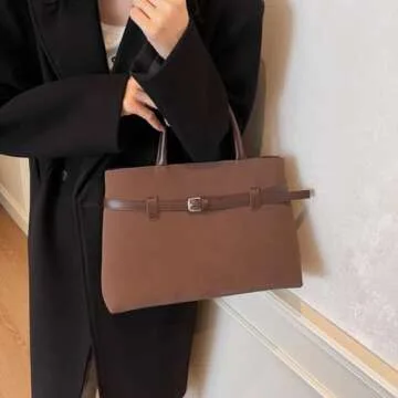 JQWYGB Stylish Suede Tote Bag Large Capacity for Women