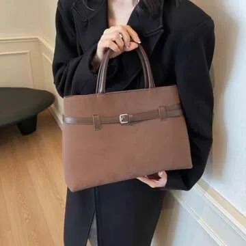 JQWYGB Stylish Suede Tote Bag Large Capacity for Women