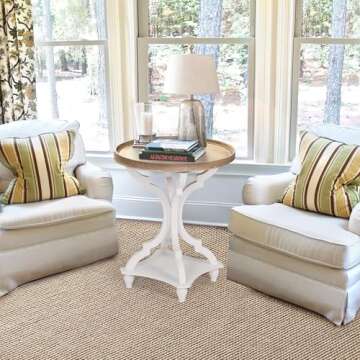 Wnutrees Farmhouse Round Accent End Table, Rustic Side Table Nightstands for Living Room, Wood Tray ...