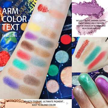 FREEORR 18 Colors Galaxy Eyeshadow Palette, Glitter Eyeshadow Makeup Multi Reflective Shimmer/Glitter Matte Bake Pressed Pearly High-pigmented Colorful Eye-Shadow Makeup Palette