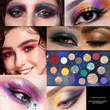 FREEORR 18 Colors Galaxy Eyeshadow Palette, Glitter Eyeshadow Makeup Multi Reflective Shimmer/Glitter Matte Bake Pressed Pearly High-pigmented Colorful Eye-Shadow Makeup Palette