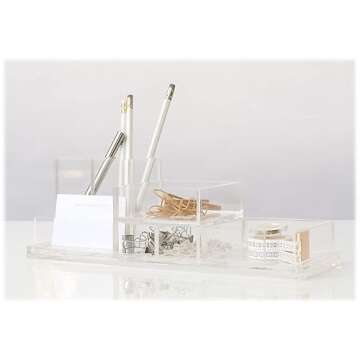 RUSSELL+HAZEL Acrylic Pen + Pencil Bloc, Clear 4" x 4" x 4"