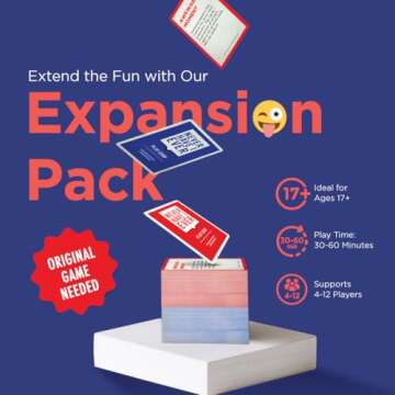 Never Have I Ever Card Game - Expansion Pack One, The Ultimate Adult Party Game Starter Pack, Spice Up Your Next Game Night, Pregame, or Icebreaker, Includes Wild and Hilarious Prompts, Ages 17+