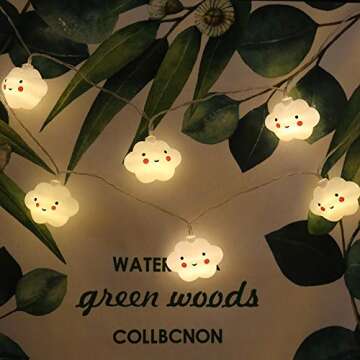 NIWWIN 10 LED Battery Powered Room Light Baby Kids Cute Cloud Face Shape Lamp Corridor Decor Small N...