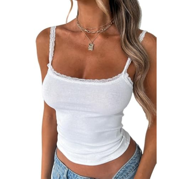 XZXTOGO Women's Lace Camisole – Stylish Ribbed Tank Top for Summer