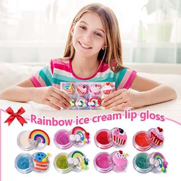 Mebtmel 8PCS Cute Lip Gloss for Girls - Fruity Flavors & Fun Designs