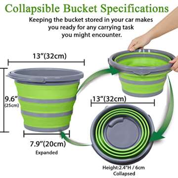 GreatCool 10L Collapsible Bucket with 3-in-1 Wash Mitt