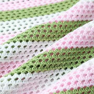 Mistshopy Women Vintage Square Crochet Knitted Dress Halter Neck Hollow Out Striped Mini Dresses Fashion Crocheting Streetwear (#5-Green, M)