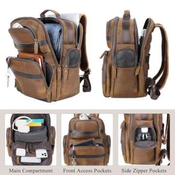 Stylish TIDING Vintage Leather Backpack for Travel