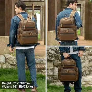Stylish TIDING Vintage Leather Backpack for Travel