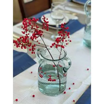 Noah Decoration Double Ear Hand-Blown and Handmade Transparent Flower and Filler Bubble Glass for Home and Wedding Indoor and Outdoor Decoration 7 inch Tall Size Small…