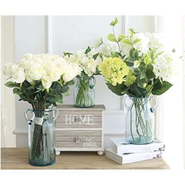 Noah Decoration Double Ear Hand-Blown and Handmade Transparent Flower and Filler Bubble Glass for Home and Wedding Indoor and Outdoor Decoration 7 inch Tall Size Small…