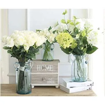 Noah Decoration Double Ear Hand-Blown and Handmade Transparent Flower and Filler Bubble Glass for Home and Wedding Indoor and Outdoor Decoration 7 inch Tall Size Small…