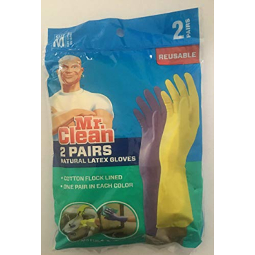 Mr. Clean Medium Reusable Latex Gloves - 2 Pairs, 2 Vibrant Colors
