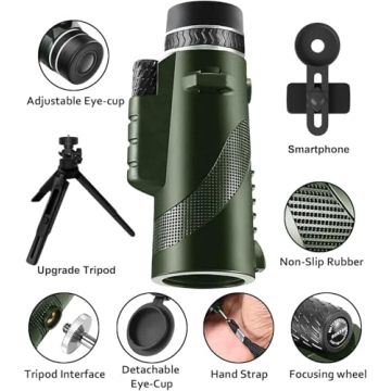Monocular-Telescope 80x100 High Powered Monoculars High Definition for Adults High Powered with Smar...