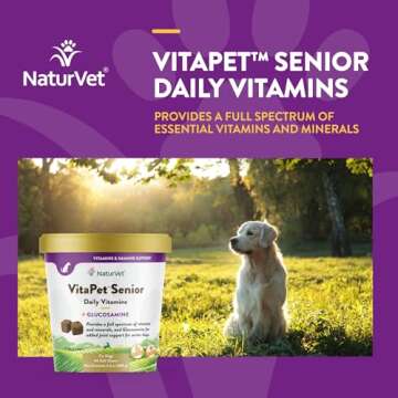 NaturVet VitaPet Senior Daily Vitamins Plus Glucosamine for Dogs, 60 ct Soft Chews, Made in The USA with Globally Source Ingredients