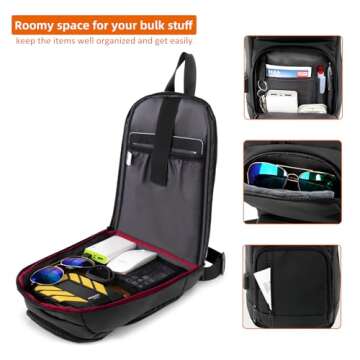 KINGSLONG Crossbody Sling Bag, Lightweight Sling Bag with USB Charging Port for Men, Chest Bag Cross...