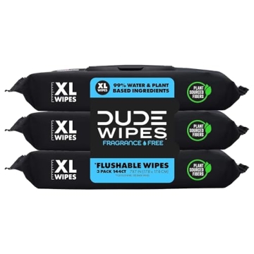 DUDE Wipes - Extra-Large Flushable Adult Wet Wipes with Vitamin E & Aloe