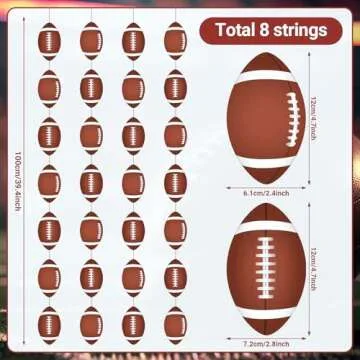 Faccito 8 Pcs Sports Party Banners Sports Theme Party Hanging Decorations Paper Garland for Teens Ba...