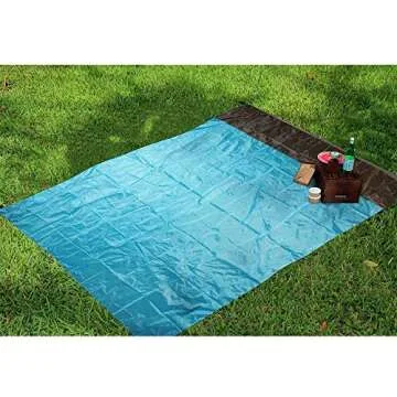 GIVERARE Sandfree Beach Blanket, Waterproof Picnic Blanket, Quick Drying Indoor&Outdoor Family Mat with 4 Stakes&4 Corner Pockets for Travel, Camping, Hiking, Music Festival