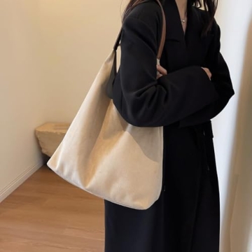 Suede Tote Bag, 2024 New Womens Suede Tote Bag, Suede Purse, Faux Leather Tote Bag for Women Vintage Handle Bag (Beige)