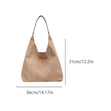 Suede Tote Bag, 2024 New Womens Suede Tote Bag, Suede Purse, Faux Leather Tote Bag for Women Vintage Handle Bag (Beige)