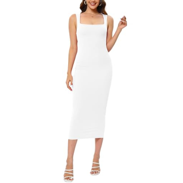 Women White Elegant Summer Wedding Guest Dress Stylish Midi