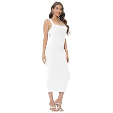 Women White Elegant Summer Wedding Guest Dress Stylish Midi