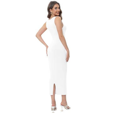 Women White Elegant Summer Wedding Guest Dress Stylish Midi