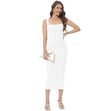 Women White Elegant Summer Wedding Guest Dress Stylish Midi