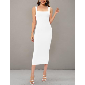 Women White Elegant Summer Wedding Guest Dress Stylish Midi